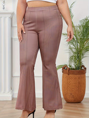  Casual Pants Women's Plus Stripe Print High Rise Flared Leg Trousers
