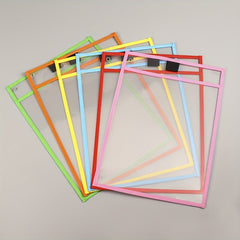 10 Pack Reusable Dry Erase Pockets Clear Plastic Sleeves Write and Wipe