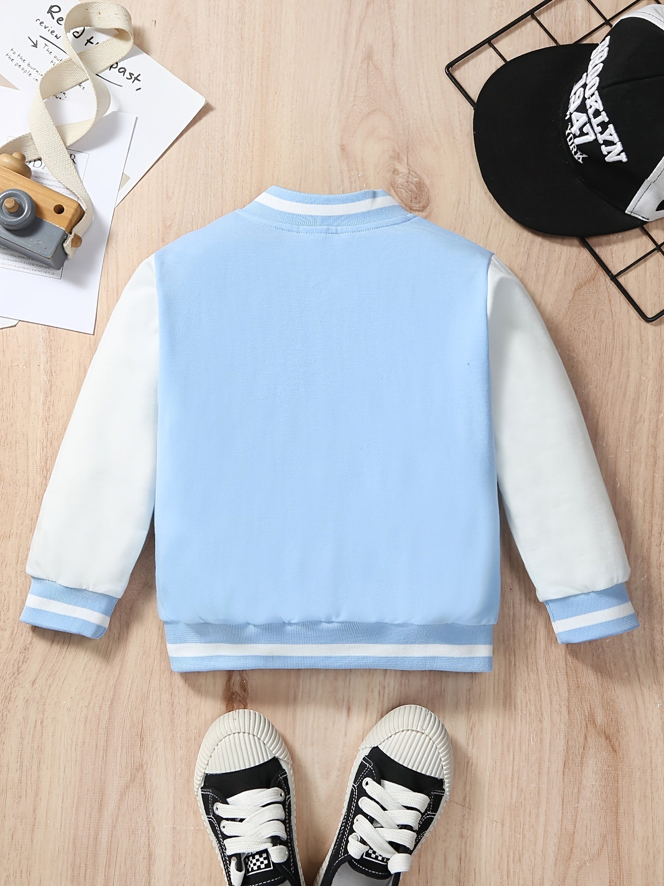 Boys R Embroidered Baseball Collar Varsity Jacket