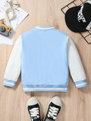 Boys R Embroidered Baseball Collar Varsity Jacket