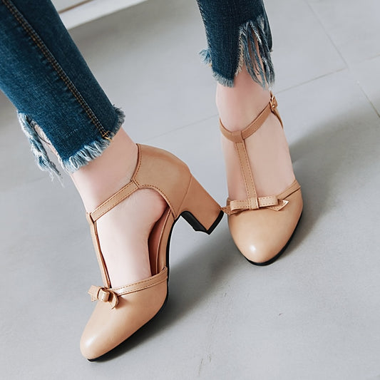 Women's T strap High Heels Pointed Toe Ankle Strap Pumps