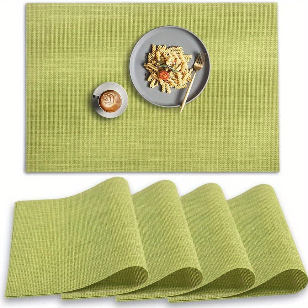 4pcs PVC Placemats Non Slip Washable Vinyl Placemats Style Plaid Pads