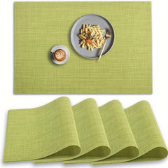 4pcs PVC Placemats Non Slip Washable Vinyl Placemats Style Plaid Pads