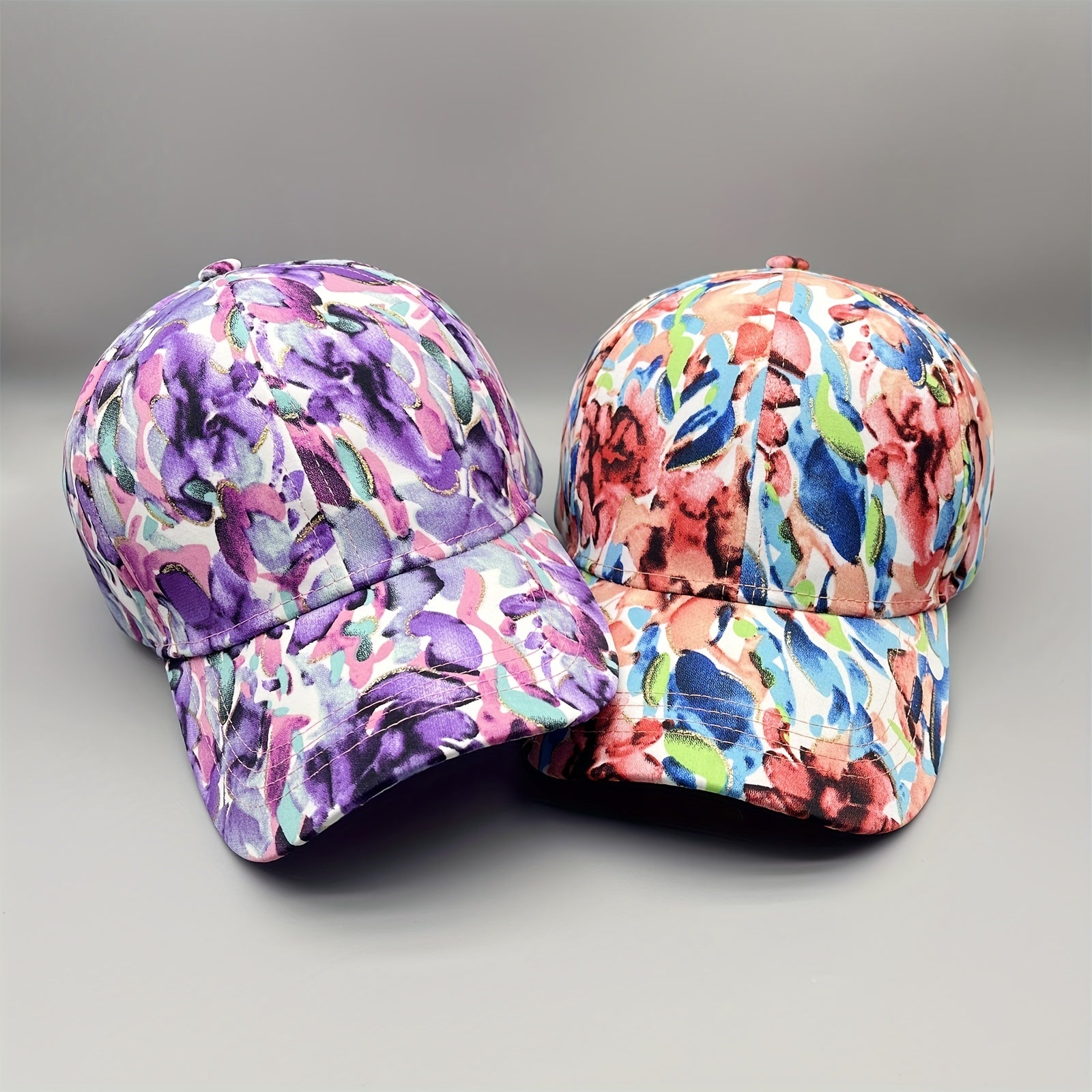 Colorful Flower Graffiti Baseball Cap Sun Hat For Women
