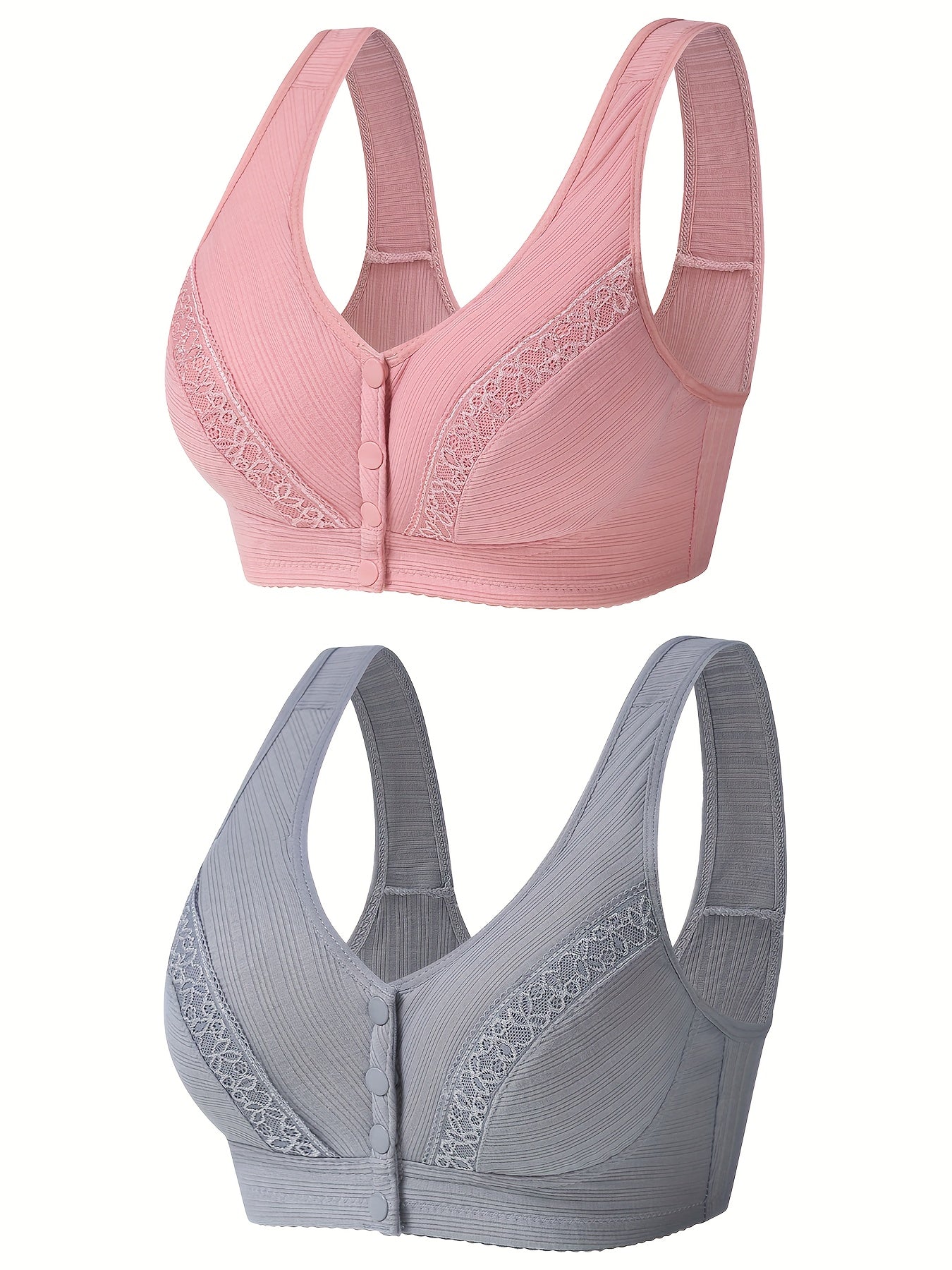2pcs Front Buckle Wireless Bras Comfy & Breathable Push Up Bra
