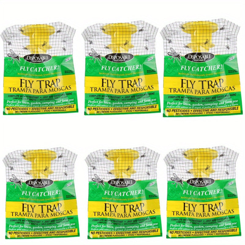 6pcs Outdoor Hanging Fly Trap Disposable Horse Ranch Fly Trap Bag