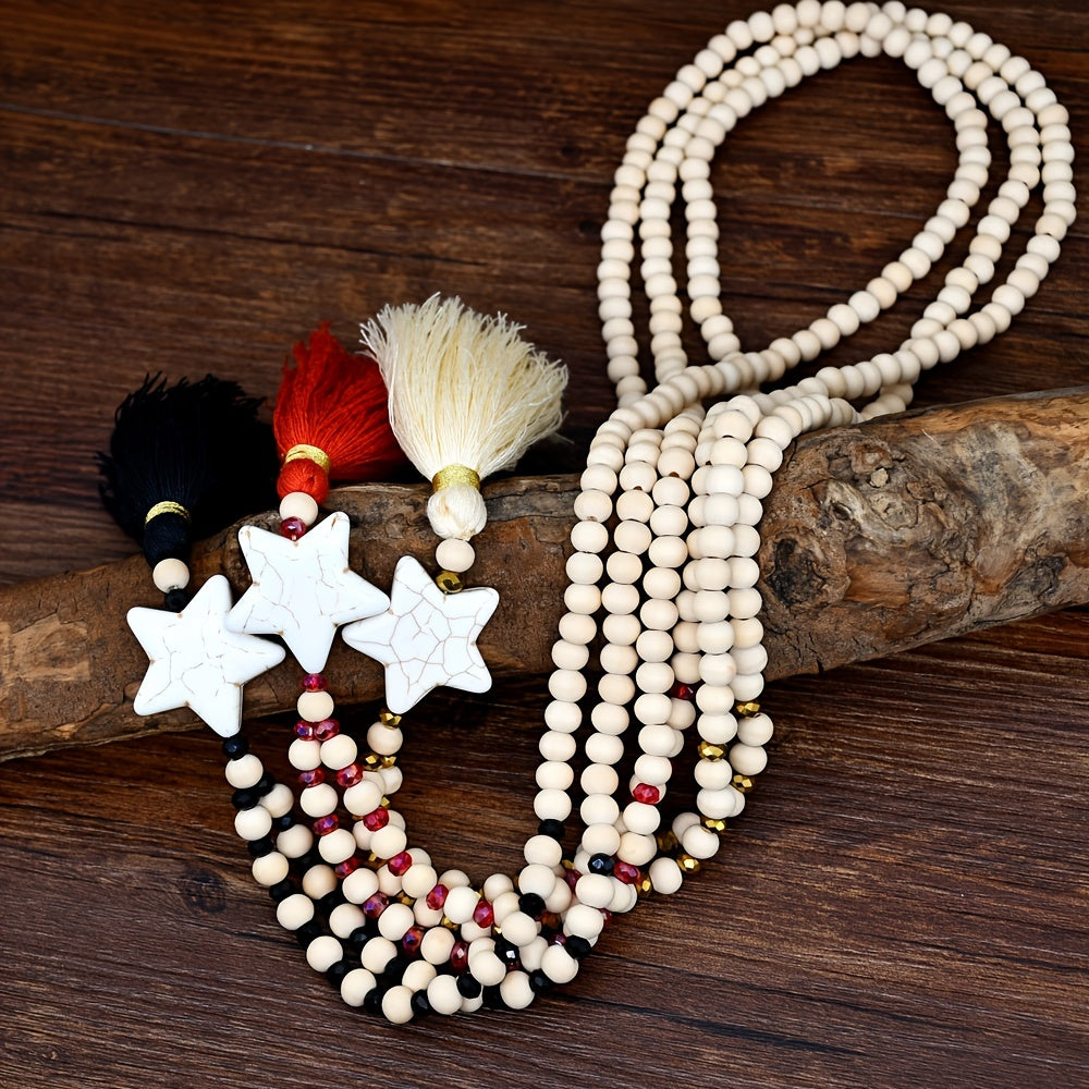 Turquoise Tassel Pendant Long Necklace Fall