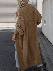  Solid Long Sleeve Open Front Cardigan With Pockets