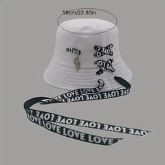 Love Ribbon Laced Up Bucket Hat