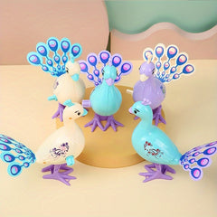 Whimsy Peacock Jumping Toy Wind Up Figurine Festive Play Gift