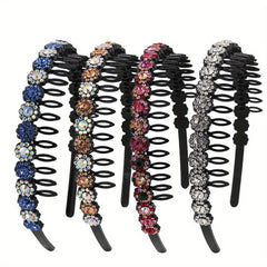 Colorful Rhinestone Flower Tooth Headband for Skincare and Makeup