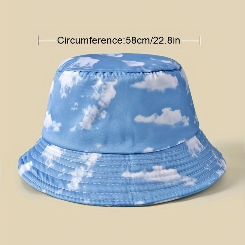 Cloud Print Bucket Hat Lightweight Casual Sunshade Cap