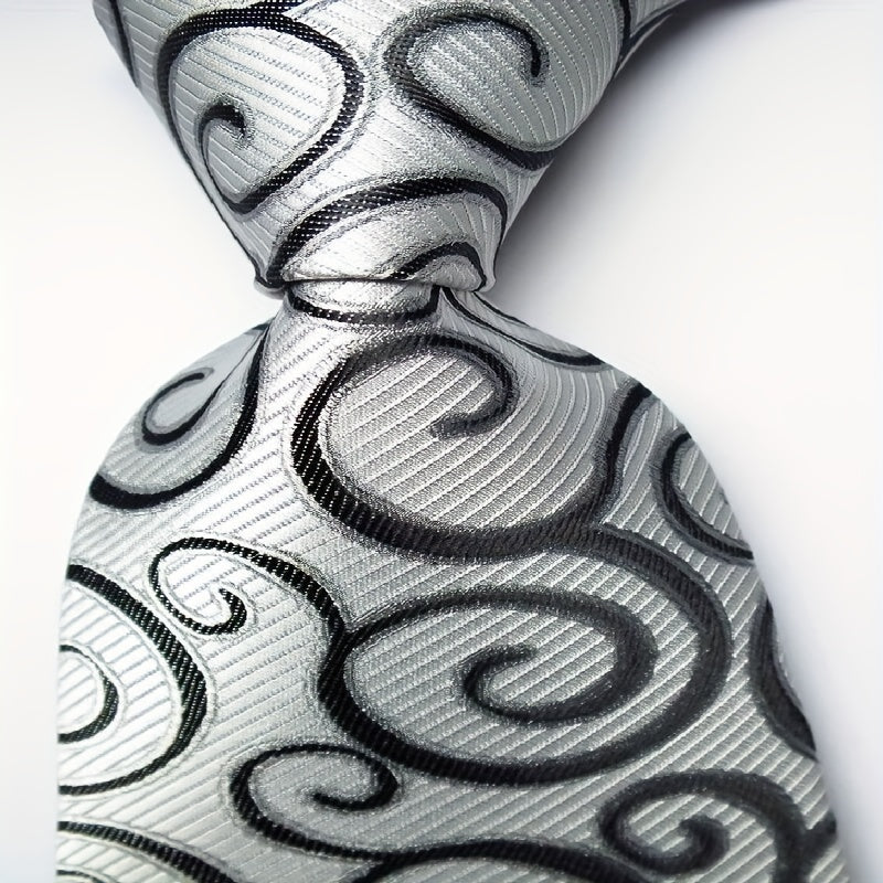 Polyester Cashew Flower Pattern Tie Men's Necktie Set Tie Red Jacquard Woven
