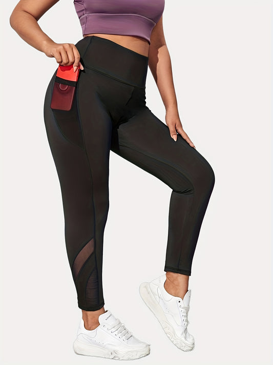  Contrast Mesh High Rise Leggings with Pockets