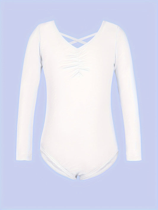 Girls 95 Cotton Solid Long Sleeve Ballet Leotard Comfy Dance Suit