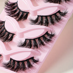 5 Pairs Cat Eye Fluffy Faux Mink 8D Wispy Lashes