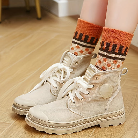 5 Pairs Geometric Pattern Mid Tube Socks for Women