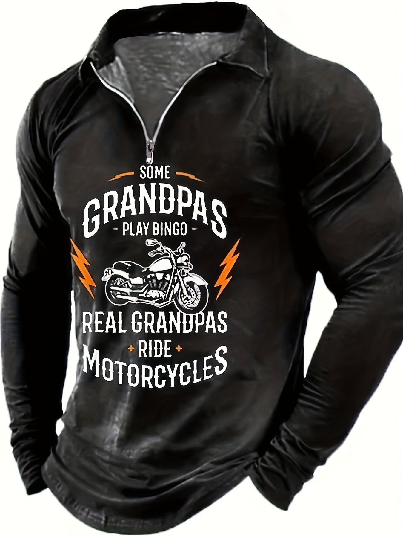 Motorcycle Pattern Men's Long Sleeve Shirt for Autumn