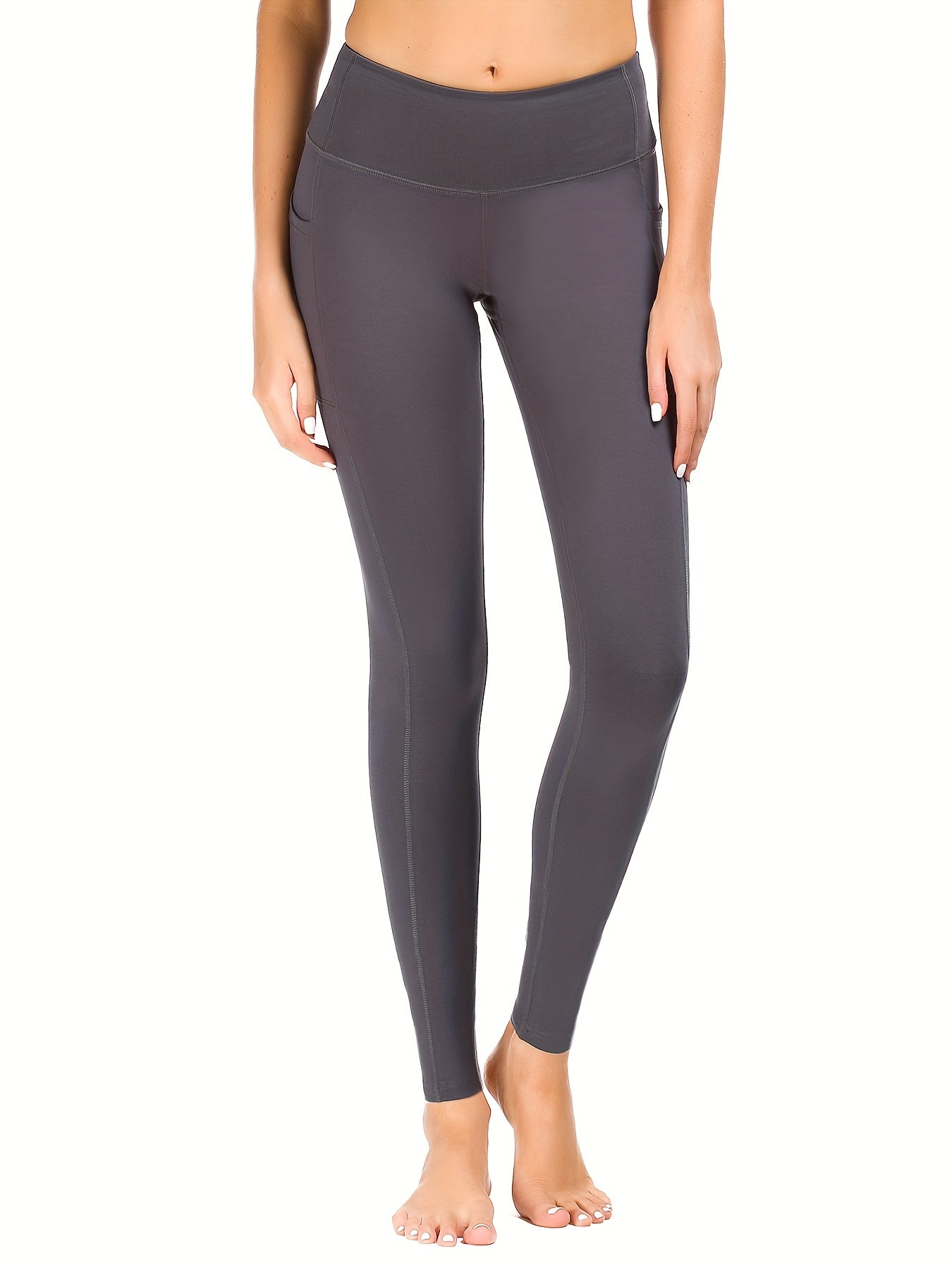 Side Pockets Cropped Yoga Leggings High Elastic Sports Fitness Pants