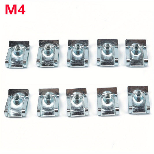 10pcs Manganese Steel Clip Nut Reed U Nuts Fastener Assorted Kits for Motorcycle