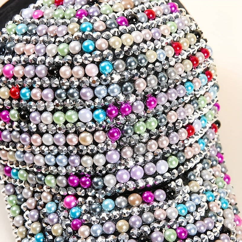 Sparkling Baseball Cap Colorful Rhinestone Faux Pearl Sun Hat