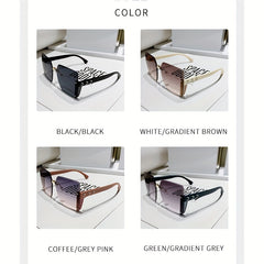 Square Rimless Sunglasses For Women Large Gradient UV400 Sun Shades