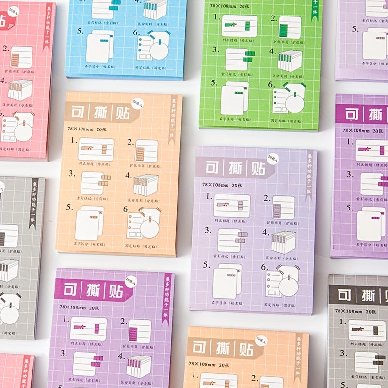 20 Sheets Tearable Sticky Notes Student Multifunction Note Paper