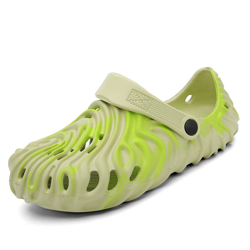 Women's Hollow Out Flat Clogs Closed Toe Non-Slip Quick Drying Beach Sandals