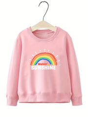 Girls Rainbow & Sunshine Pattern Sweatshirt Long Sleeve Top Pullover