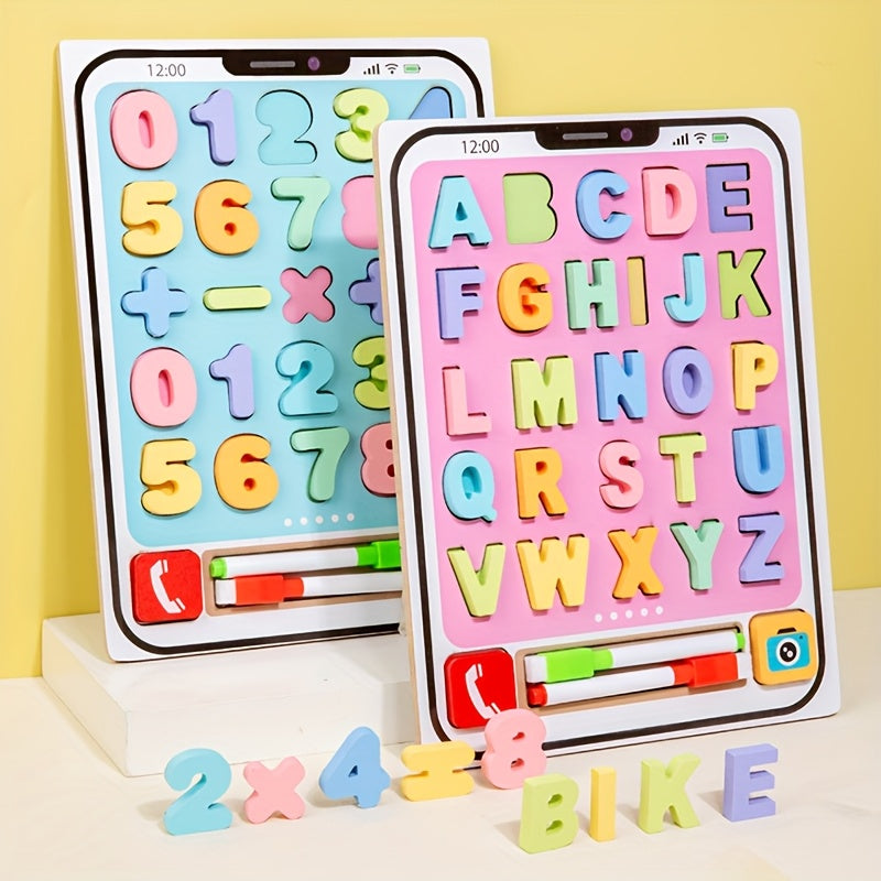 Kids' Wooden Number & Letter Puzzle 2pcs