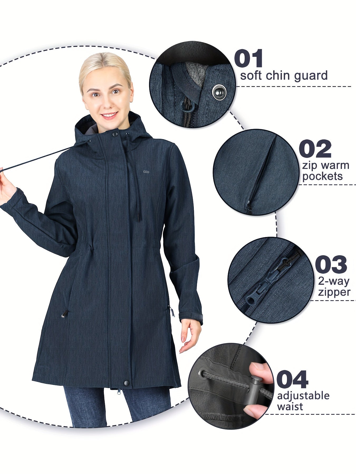 Women's Softshell Fleece Lined Hooded Jacket