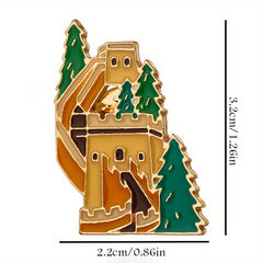 Chinese Style Scenic Monument Brooch DIY Clothes Hat Bag Backpack Accessory