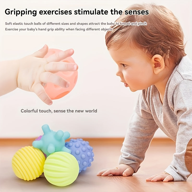 6pcs Baby Sensory Balls Soft Touch Massage Rattle Toys