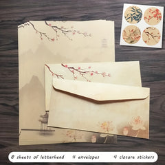 Vintage Stationery Set Ink Painting Classic Antique - Women Girls Men Boys Paper