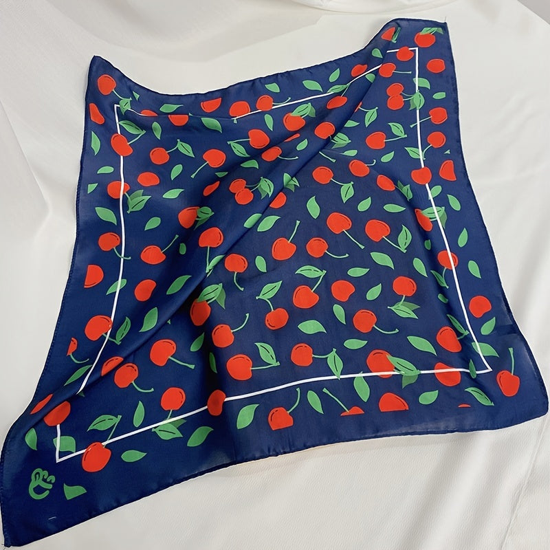 Cherry Print Bandana Handkerchief Scarf Thin Print Scarf Neckerchief