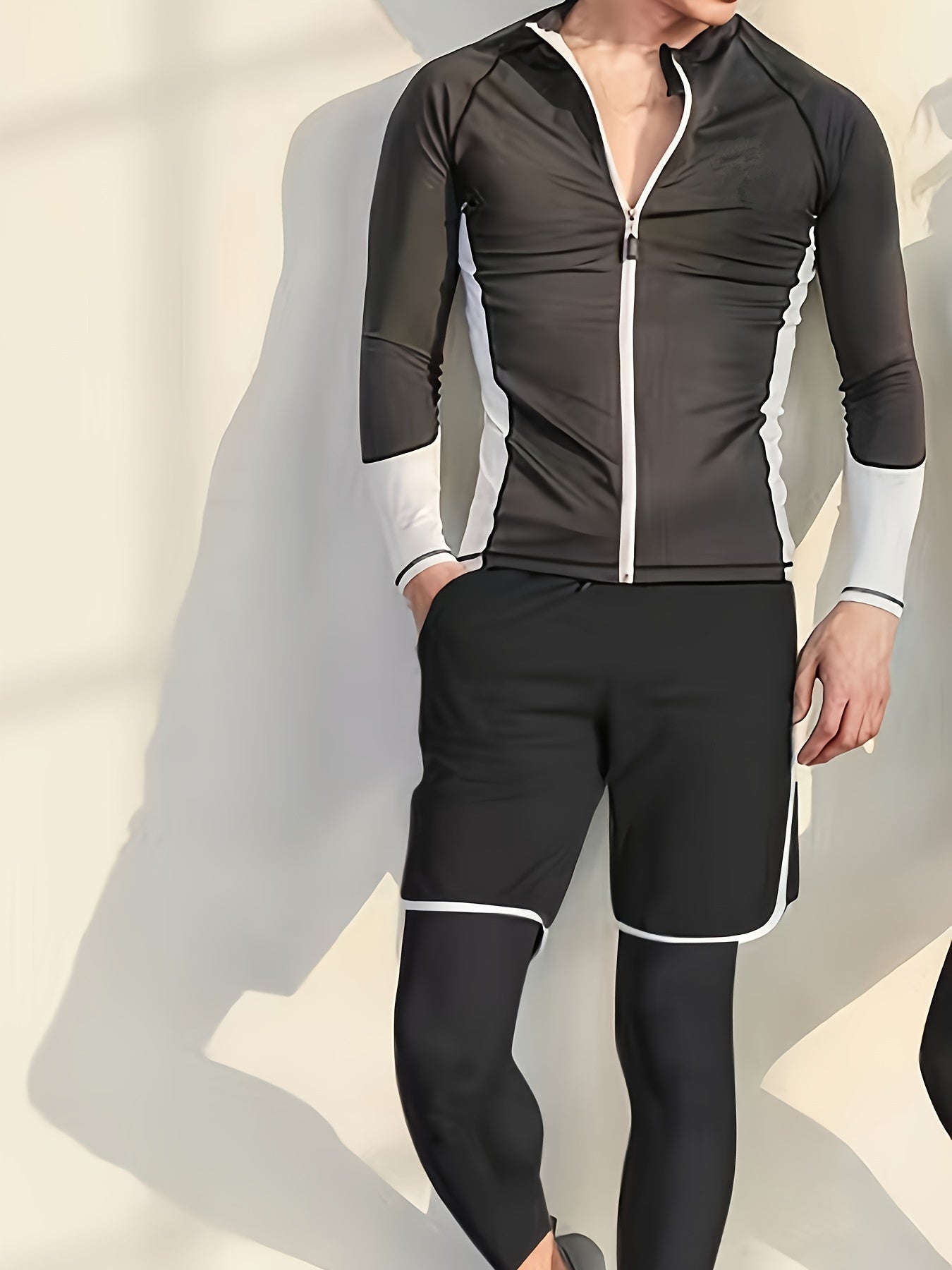 Men's Quick Drying Wetsuit Set Long Sleeve Jacket & Shorts