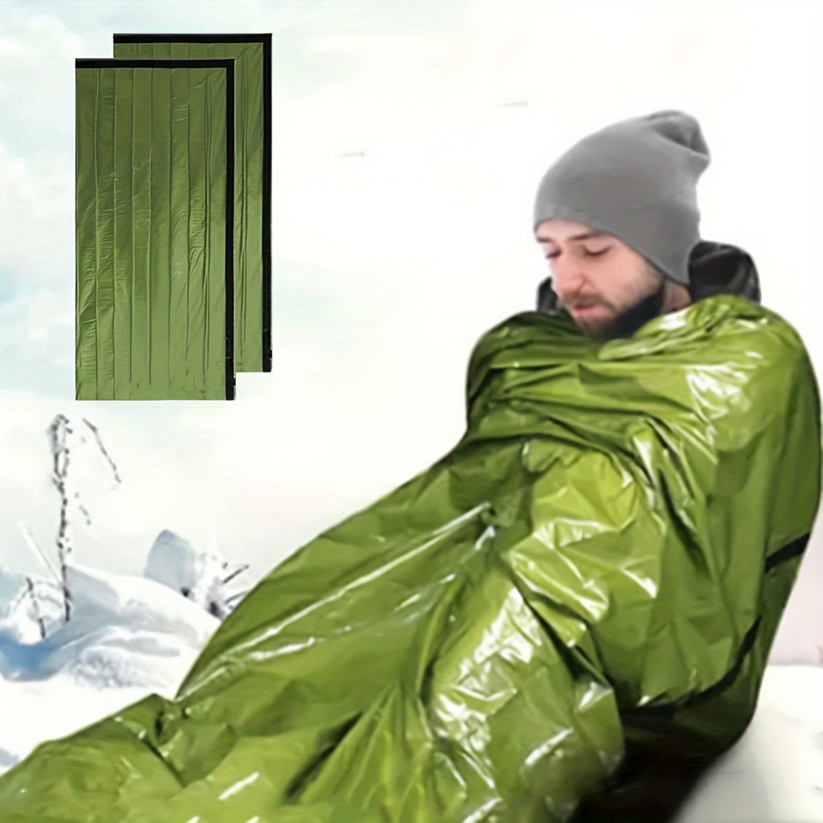 2pcs Emergency Sleeping Bags Portable Heat Insulation Warm Sleeping Bag