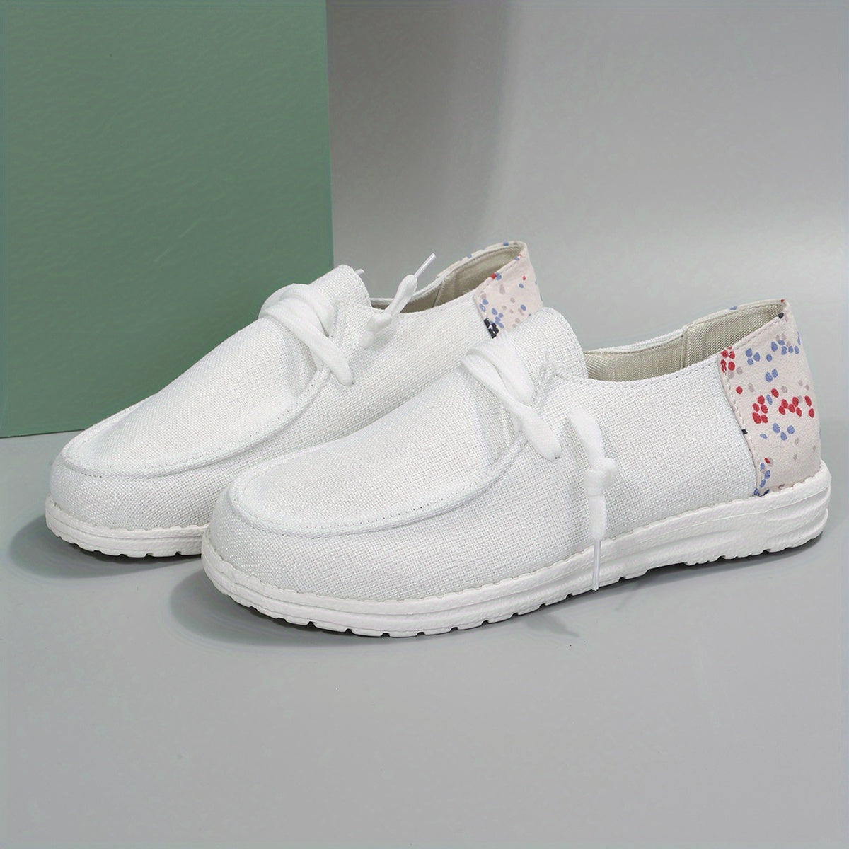 Women's Flat Canvas Lace Up Loafers Sneakers