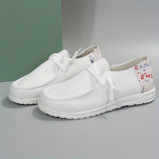 Women's Flat Canvas Lace Up Loafers Sneakers