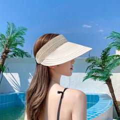 Solid Wide Brim Visor Sun Hat for Women