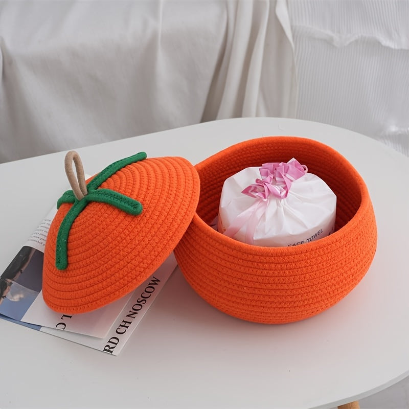 Cotton Rope Storage Box Pumpkin Shaped Desktop Storage Home Decor Year Gift