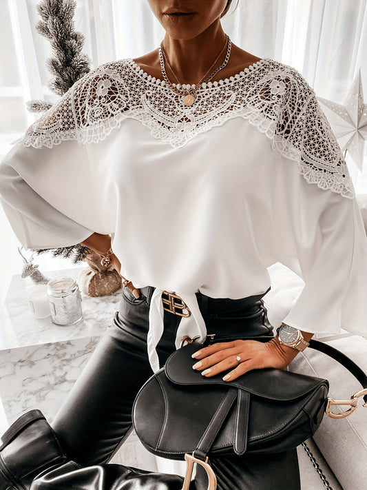  Lace Bat Sleeve Blouse