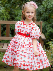 Girls Strawberry Princess Tutu Dress Party Beach Outfit