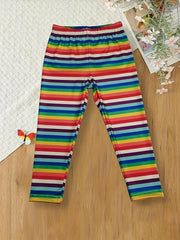 Rainbow Striped Leggings Girls All Seasons Sports Gift