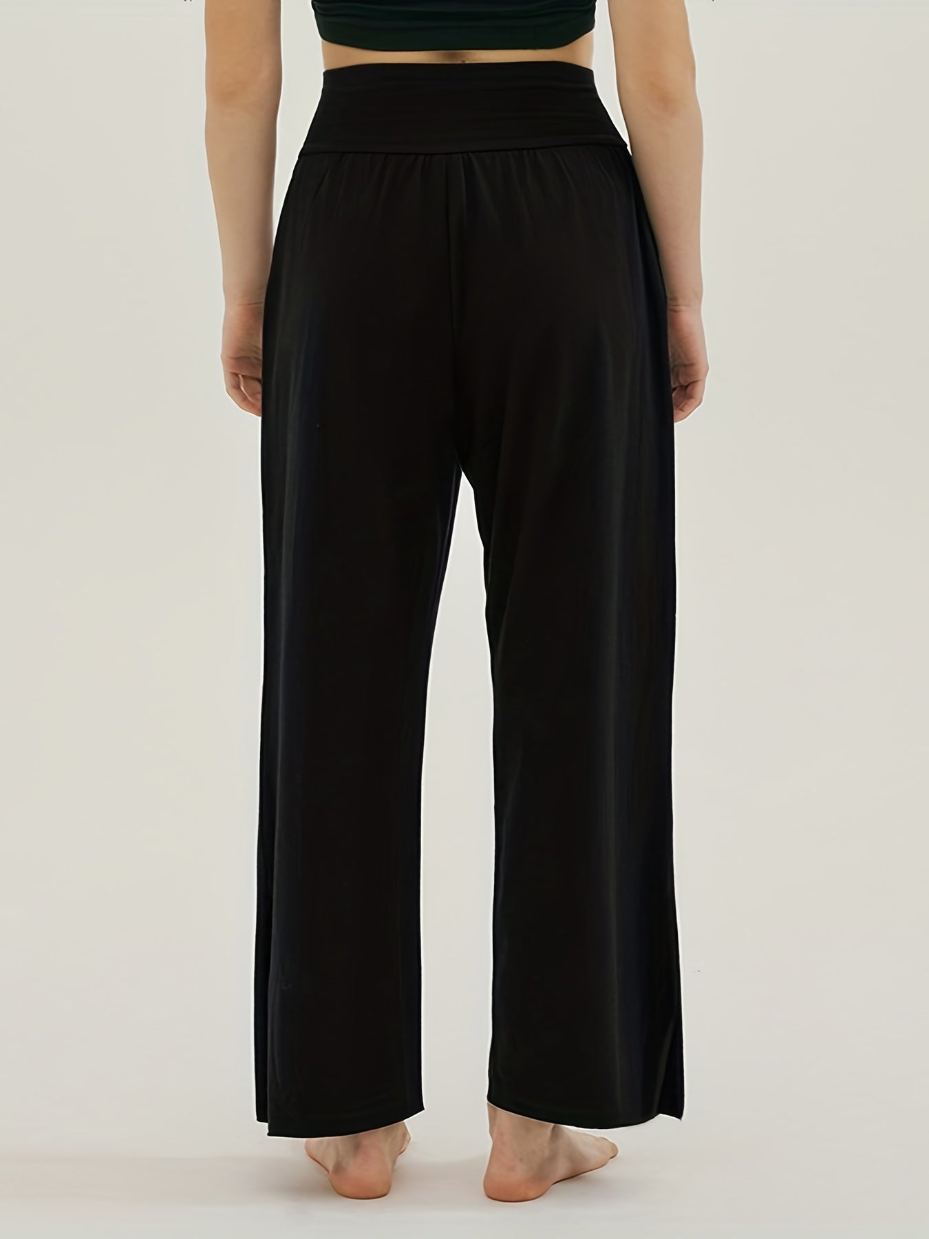  Sporty Pants Women's Plus Solid High Waist Adjustable Tie Knots Pocket