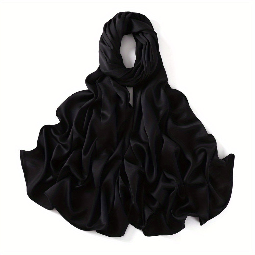Matte Satin Soft Scarf Solid Sunscreen Hijab Turban Shawl Wraps