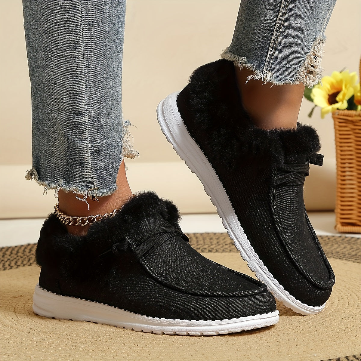 Women's Non-Slip Snow Sneakers Winter Warm Flat Sport Shoes