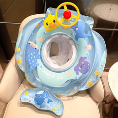Whale Pattern Swimming Ring with Steering Wheel and Seat