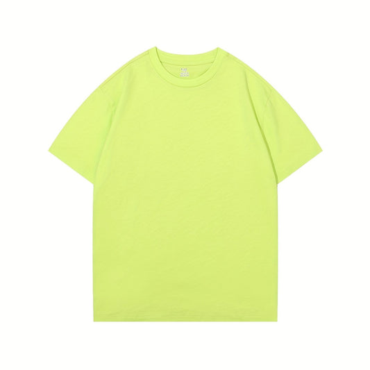 Kids Plain Cotton T Shirt Crew Neck Short Sleeve Top For Summer