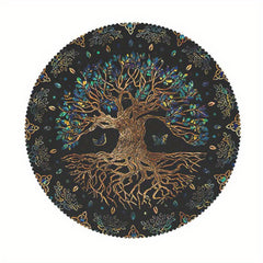 Round Polyster Table Cloth Tree Of Life Pattern Water Repellent Circle Table Cov
